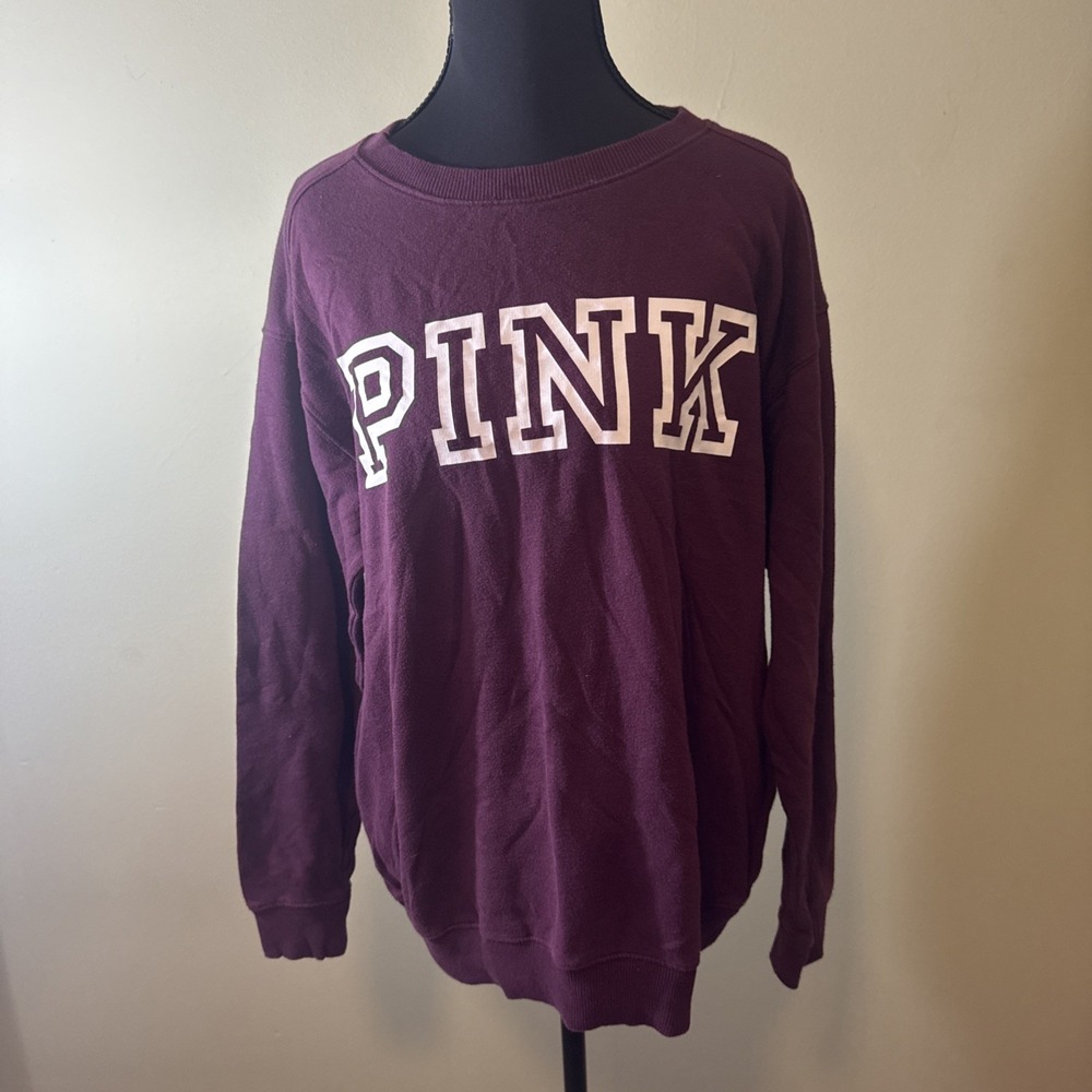 PINK Victorias Secret Oversize Sweatshirt Womens Size‎ S Purple Crew Neck